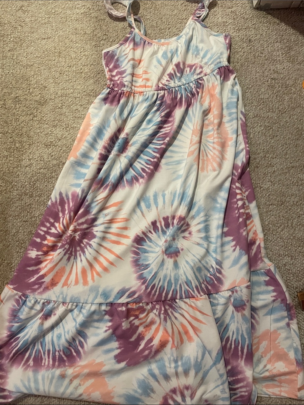 32 Degrees Never Worn! Girls Tie-Dye Maxi Dress in Purple, Blue & Peach